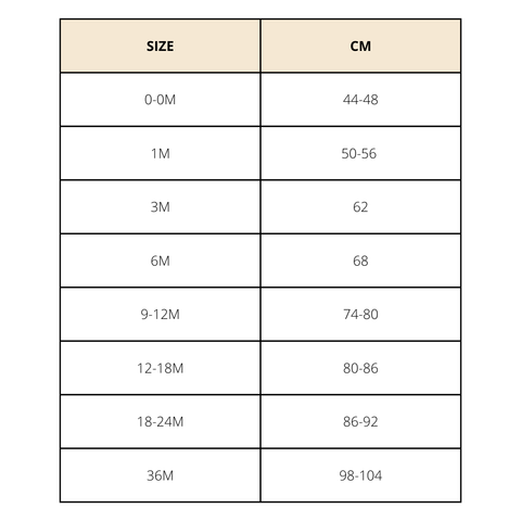 GUIDA ALLE TAGLIE BAMBOOM